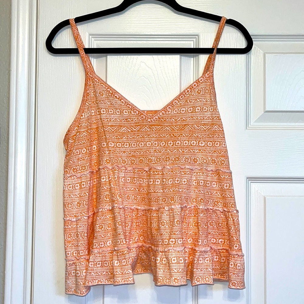 Orange and white design, American eagle, baby doll style tank top